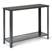 Metal Frame Wood Console Sofa Table with Storage Shelf-Black